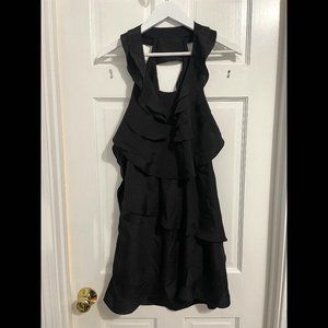 The Impeccable Pig Little Black Dress - Backless with Ruffles - Size M